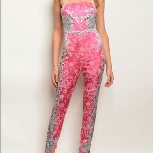 NWT PINK STONE ACCENT PAISLEY JUMPSUIT JUNIOR